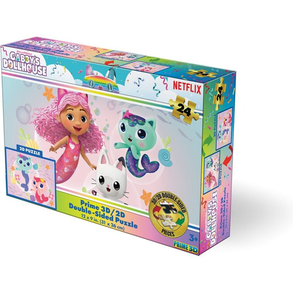 Gabby's Dollhouse contains 24pc 12x9 in 3D/2D Double-sided Lenticular Puzzle